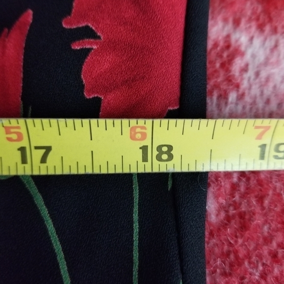 Womens Midi Dress Size 14 Black Red Floral Cowlneck Whimsigoth Fairy Grunge Y2K - Picture 8 of 11